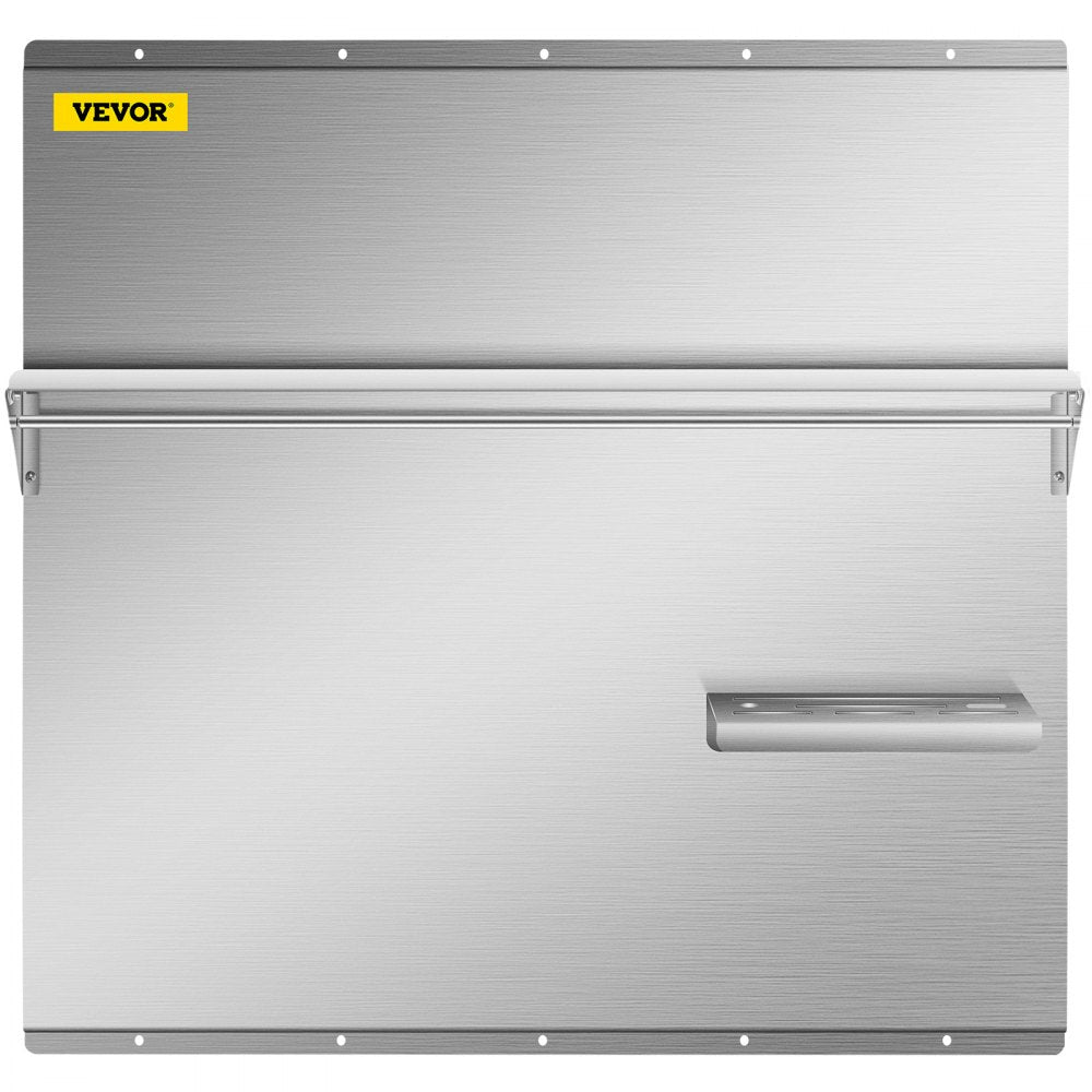 VEVOR Range Backsplash with Shelf 30 x 30.7 Inch Range Hood Wall Shield, Stainless Steel Backsplash Silver Splash Plate for Range Hood Stainless Backsplash with Built-in Storage Shelf and Hanging Rack