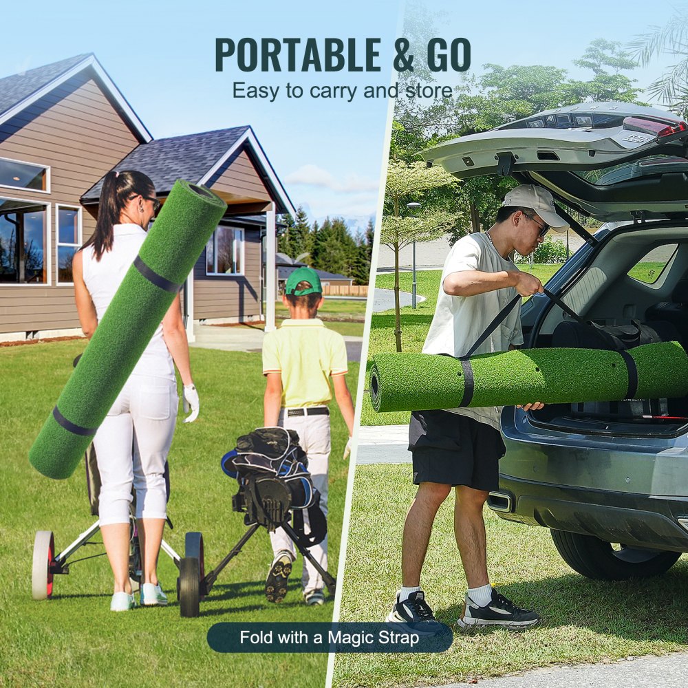 VEVOR Golf Hitting Mat, 5x4ft Artificial Turf Golf Hitting Mat, Golf Hitting Training Aids with 10 Golf Balls, 9 Golf Tees, Golf Practice Hitting Mat for Backyard Driving Indoor Outdoor Training