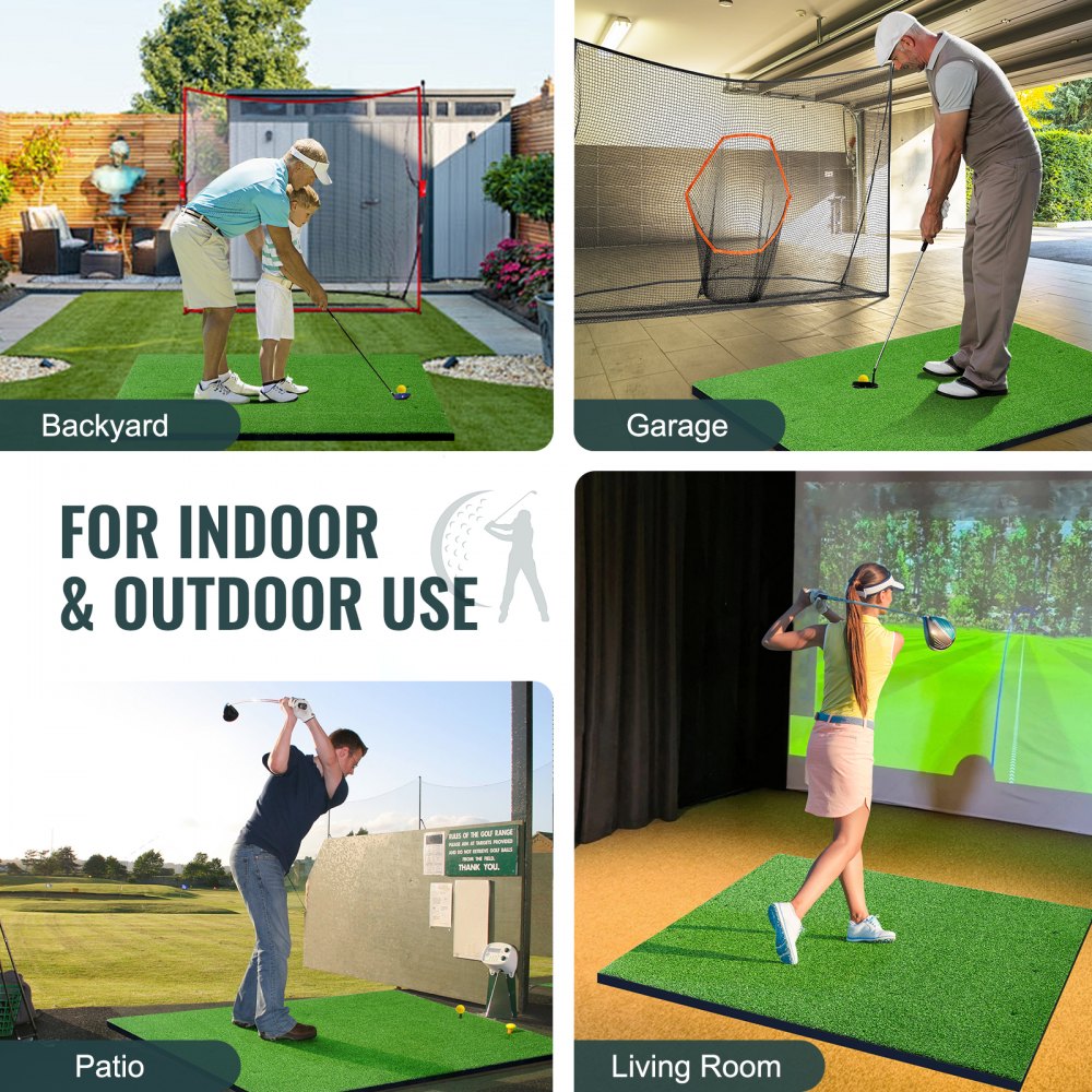 VEVOR Golf Hitting Mat, 5x4ft Artificial Turf Golf Hitting Mat, Golf Hitting Training Aids with 6 Golf Tees, Golf Practice Hitting Mat for Backyard Driving Indoor Outdoor Training
