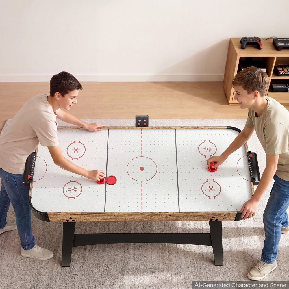 VEVOR 54" Air Hockey Table with Electronic Scorer & High-powered Blower, for Family Game Room, Basements and Home Air Powered Hockey Arcade Game Table Set with Pushers & Pucks, Stable Leg