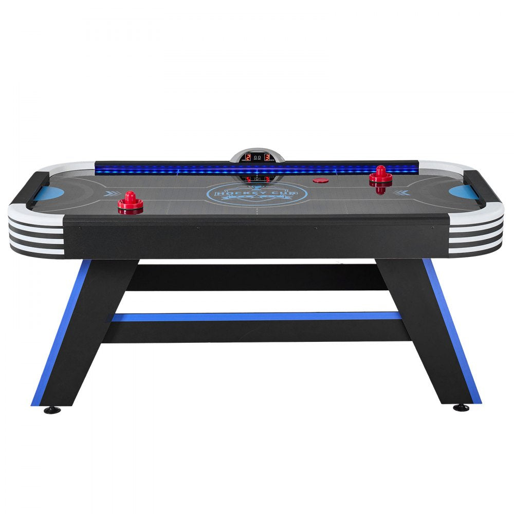 VEVOR 72" Air Hockey Table with LED Lights & Electronic Scorer, for Family Game Room, Basements and Home, Air Powered Hockey Arcade Game Table Set with High-powered Blower, Stable Leg