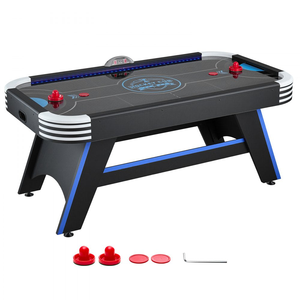 VEVOR 72" Air Hockey Table with LED Lights & Electronic Scorer, for Family Game Room, Basements and Home, Air Powered Hockey Arcade Game Table Set with High-powered Blower, Stable Leg
