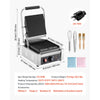 VEVOR Commercial Panini Grill, 1800W Electric Sandwich Panini Maker, Stainless Steel Sandwichs Press Grill with Handle and Temp Control, 8.8x9 in Full Grooved Enamel Plate for Hamburger Steak Bacon