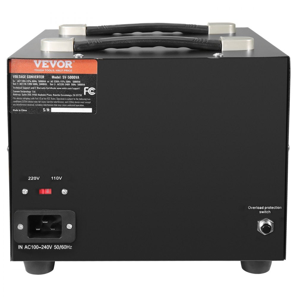 VEVOR Power Converter, 3000W, Durable Step Up/Down Unit, Switches between 110V and 220V, Includes US and EU Outlets plus 5V USB, CE Approved