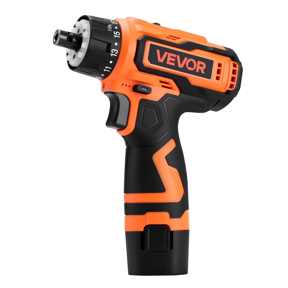 VEVOR Cordless Drill Driver, 5-In-1, Metal Chuck, Dual-Speed Variable, Drill Driver Kit with 2 Lithium Batteries and Charger, Tool Box, for Wood and Metal Drilling, Screw Tightening or Loosening