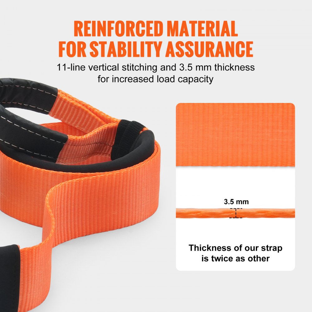 VEVOR Heavy Duty Tow Strap Recovery Kit 3" x 20 ft (MBS-36,000 lbs) Tree Saver Winch Strap, Triple Reinforced Loop & Protective Sleeves & Storage Bag , 3/4" D-Ring Shackles, for Truck Jeep SUV ATV