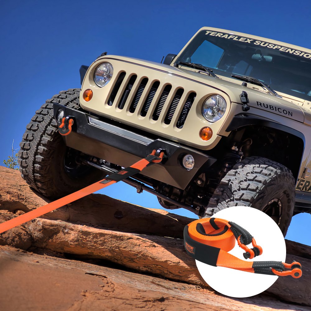 VEVOR Heavy Duty Tow Strap Recovery Kit 3" x 20 ft (MBS-36,000 lbs) Tree Saver Winch Strap, Triple Reinforced Loop & Protective Sleeves & Storage Bag , 3/4" D-Ring Shackles, for Truck Jeep SUV ATV
