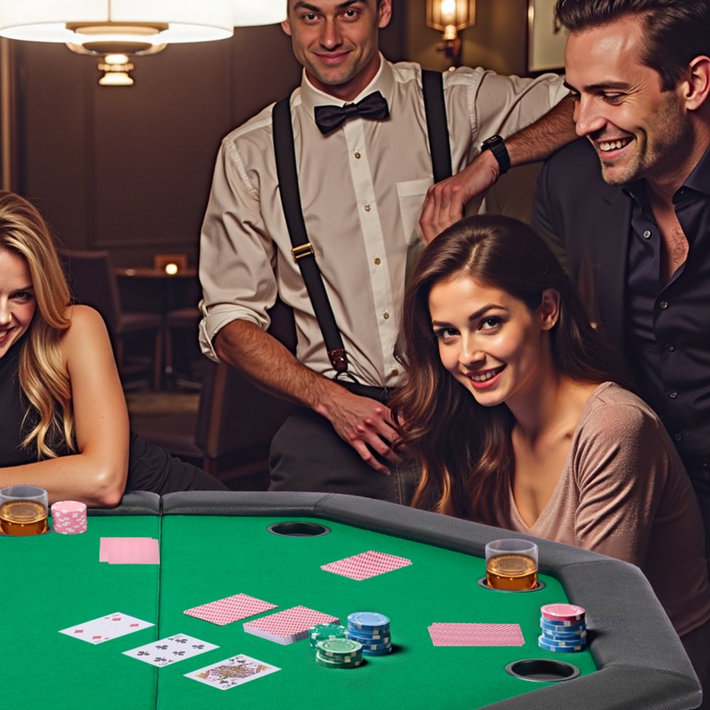 VEVOR Foldable Poker Table, 8 Player 48 in Folding Casino Leisure Table with Padded Rails & Cup Holders, Octagonal Portable Game Tables with Felt & Metal Legs, for Texas Hold'em Game and Blackjack