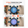 VEVOR Foldable Poker Table, 8 Player 48 in Folding Casino Leisure Table with Padded Rails & Cup Holders, Octagonal Portable Game Tables with Felt & Metal Legs, for Texas Hold'em Game and Blackjack