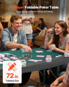 7-player foldable poker table lifestyle image (72 in tabletop size)