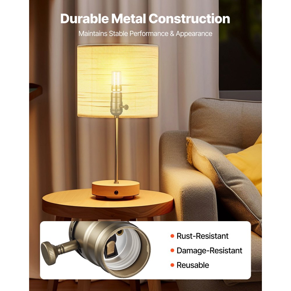 VEVOR Lamp Rewire Kit, E26 Lamp Socket with 12 ft Matching Cord, Antique Bronze Finish, Lamps Making Kit with All Essential Hardware, Light Wiring Kits for Table & Floor Lamps, DIY Rewire or Repair