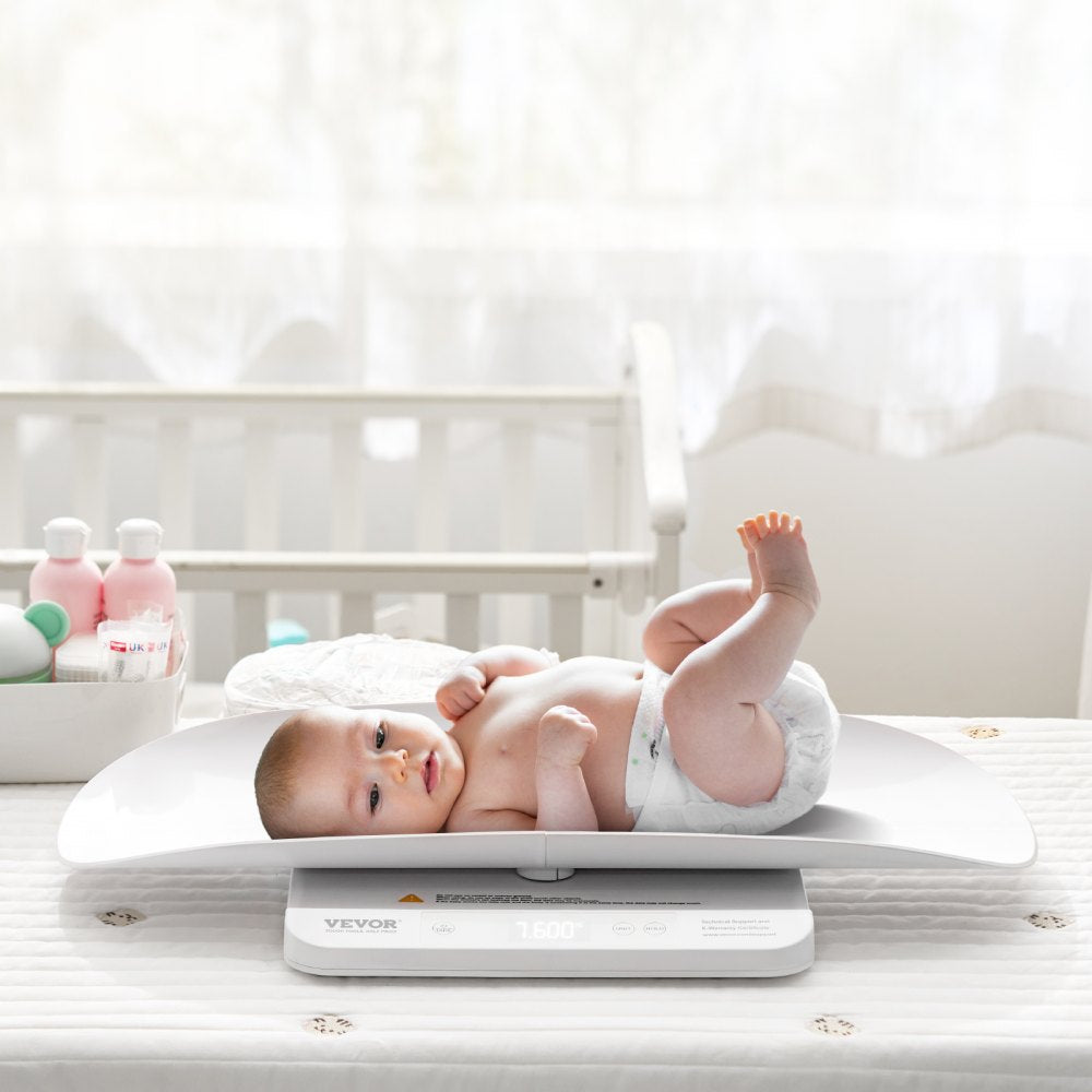 VEVOR Baby Scale, 2-in-1 Infant Weight Scale with Detachable Tray, Digital Baby Scale for Weighing with Hold & Tare Function, 5 Units for Babies, Toddler, Pet, 66LBS Capacity (3 x Battery Included)