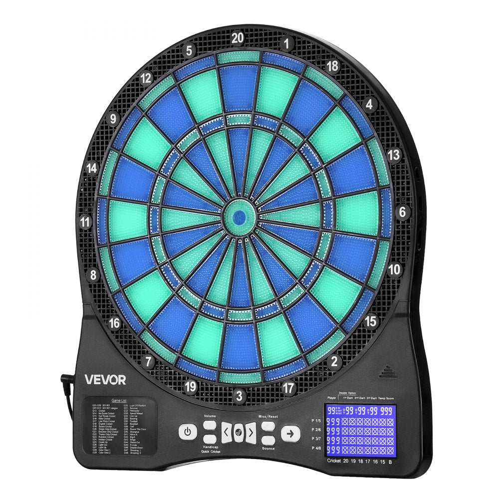 VEVOR Electronic Dart Board, LED-Illuminated Target Dartboard with 48 Games & 500+ Variations, Includes 6 Dart Shafts with Flights & 50 Soft Tips, Cricket Scoring LCD Screen - Supports Up to 8 Players