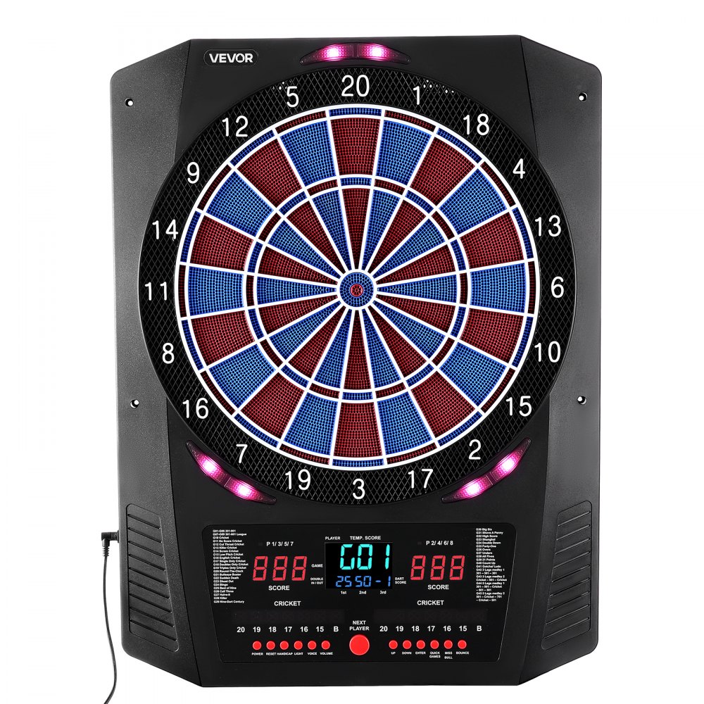 VEVOR Electronic Dart Board, 13.5" Target Dartboard with 45 Games & 474 Variations for Up to 8 Players, 6 Dart Shafts with Flights & 50 Soft Tips, Color LED Cricket Scoring Screen for Home Party Bar