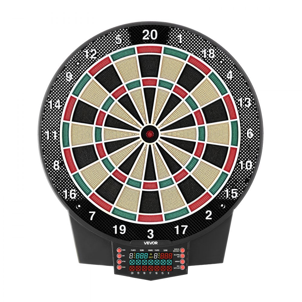 VEVOR Electronic Dart Board, 15.5" Target Dartboard with 43 Games & 320+ Variations for Up to 8 Players, 6 Dart Shafts with Flights & 50 Soft Tips, Color LCD Scoring Screen for Home Party Game Room