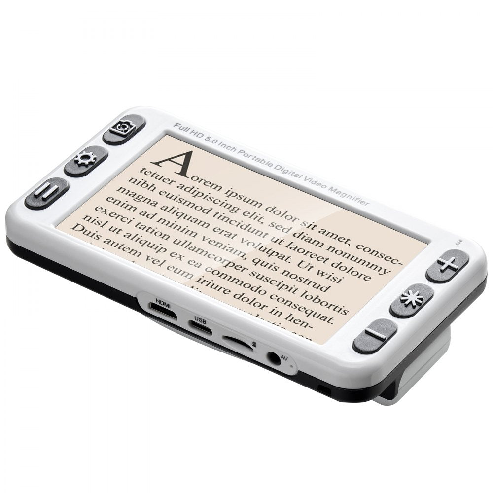 VEVOR Portable Digital Magnifier, 5-inch HD Electronic Video Magnifier for Low Version, 2X - 48X Electronic Reading Aid with 13MP Near & Far Dual Lens, 26 Color Mode, AV/HDMI Output & Foldable Handle