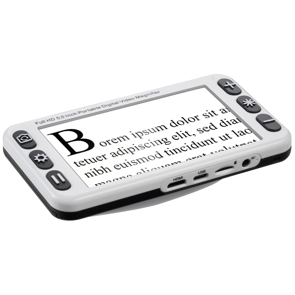 VEVOR Portable Digital Magnifier, 5-inch HD Electronic Video Magnifier for Low Version, 2X - 48X Electronic Reading Aid with 13MP Near & Far Dual Lens, 26 Color Mode, AV/HDMI Output & Foldable Handle