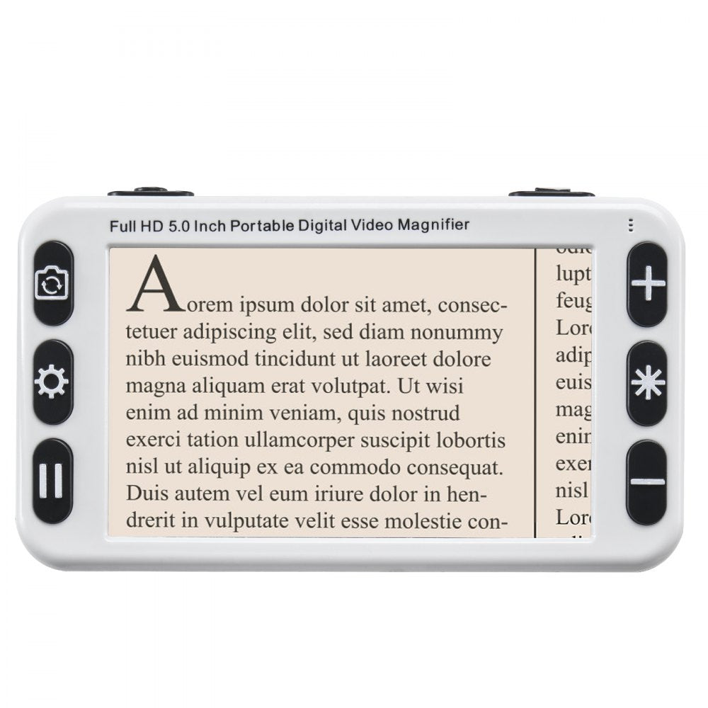 VEVOR Portable Digital Magnifier, 5-inch HD Electronic Video Magnifier for Low Version, 2X - 48X Electronic Reading Aid with 13MP Near & Far Dual Lens, 26 Color Mode, AV/HDMI Output & Foldable Handle