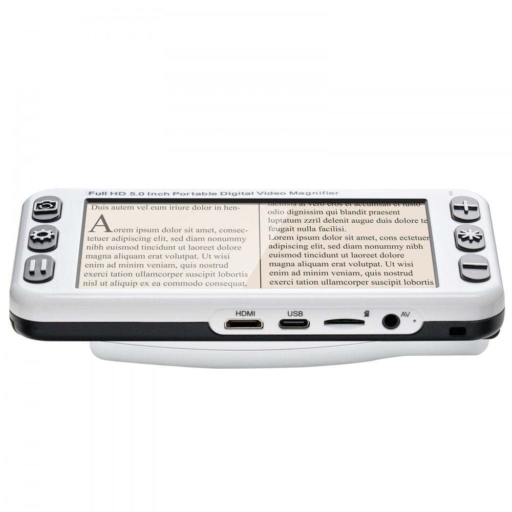 VEVOR Portable Digital Magnifier, 5-inch HD Electronic Video Magnifier for Low Version, 2X - 48X Electronic Reading Aid with 13MP Near & Far Dual Lens, 26 Color Mode, AV/HDMI Output & Foldable Handle