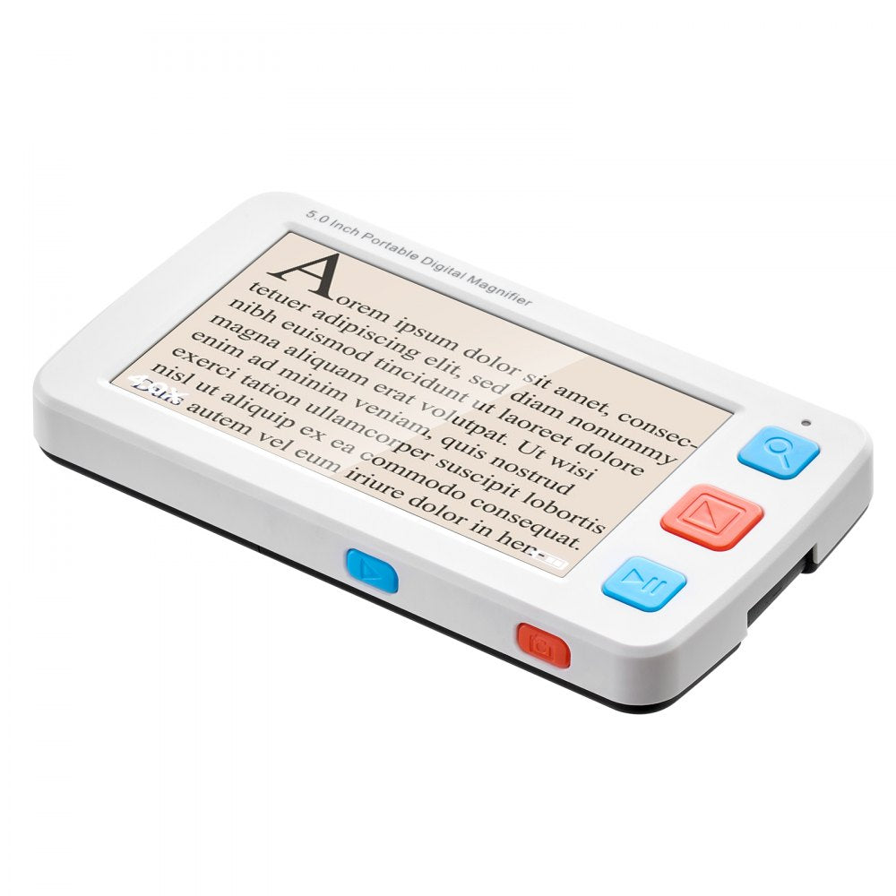 VEVOR Portable Digital Magnifier, 5-inch HD Electronic Video Magnifier for Low Version, 4X - 32X Zoom Electronic Reading Aid with 17 Color Mode, AV Output, Foldable Handle & 5-Level Screen Brightness
