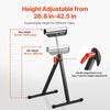 VEVOR 2-Pack Roller Stands, 135 lb Load Capacity, 26.8-42.5'' Adjustable Height, Folding Heavy Duty Design with 11.5 in Polished Steel Roller Head, for Table Saw Outfeed Woodworking Extension Support