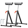 VEVOR 2-Pack Roller Stands, 135 lb Load Capacity, 26.8-42.5'' Adjustable Height, Folding Heavy Duty Design with 11.5 in Polished Steel Roller Head, for Table Saw Outfeed Woodworking Extension Support