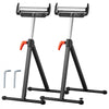 VEVOR 2-Pack Roller Stands, 250 lbs Load Capacity, 27-43 in Adjustable Height, Folding Heavy Duty with Polished Steel Roller Head & Edge Guides, for Table Saw Outfeed Woodworking Extension Support