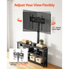 VEVOR TV Stand with Mount, 45.3 Inch, Corner TV Stand Console with Power Outlet, for 32-75 Inch TVs, Height Adjustable Swivel Entertainment Center with Storage & LED Lights, for Living Room, Black