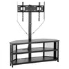 VEVOR TV Stand with Mount, 45.3 Inch, Corner TV Stand Console with Power Outlet, for 32-75 Inch TVs, Height Adjustable Swivel Entertainment Center with Storage & LED Lights, for Living Room, Black