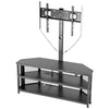 VEVOR TV Stand with Mount, 45.3 Inch, Corner TV Stand Console with Power Outlet, for 32-75 Inch TVs, Height Adjustable Swivel Entertainment Center with Storage & LED Lights, for Living Room, Black