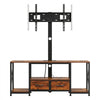 VEVOR TV Stand with Mount, 47.2 Inch, TV Stand Console with Power Outlet & Storage Drawers, for 32-75 Inch TVs, Height Adjustable Entertainment Center with LED Lights, for Living Room, Rustic Brown