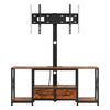 VEVOR TV Stand with Mount, 47.2 Inch, TV Stand Console with Power Outlet & Storage Drawers, for 32-75 Inch TVs, Height Adjustable Entertainment Center with LED Lights, for Living Room, Rustic Brown
