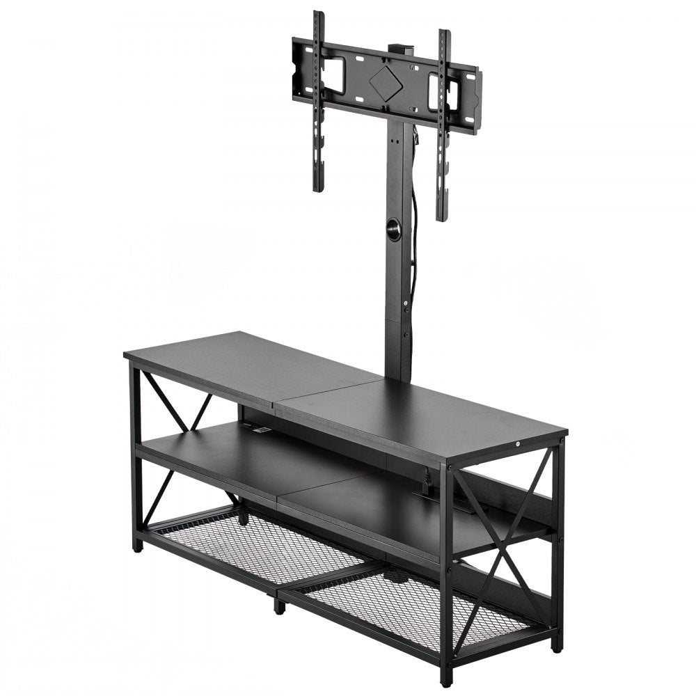VEVOR TV Stand with Mount, 47.2 Inch, TV Stand Console with Power Outlet, for 32-75 Inch TVs, Height Adjustable Swivel Entertainment Center with Open Storage Shelf, for Living Room Bedroom, Black