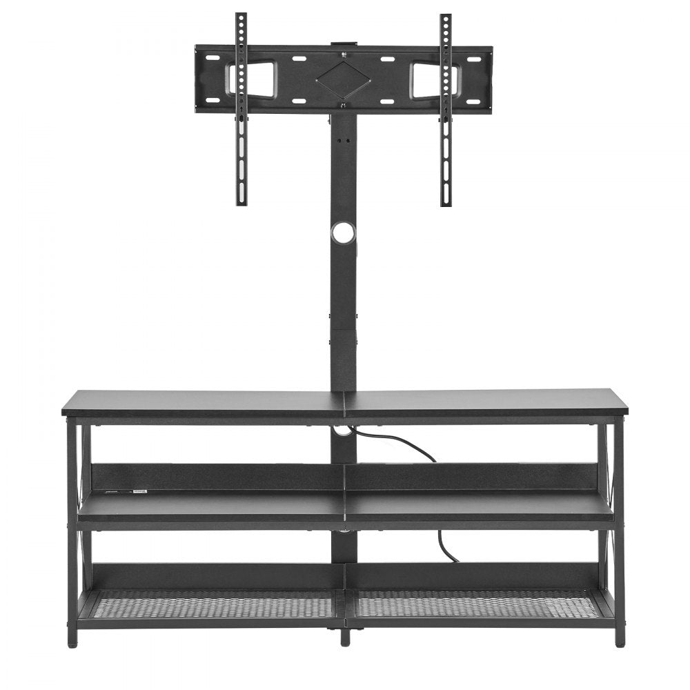 VEVOR TV Stand with Mount, 47.2 Inch, TV Stand Console with Power Outlet, for 32-75 Inch TVs, Height Adjustable Swivel Entertainment Center with Open Storage Shelf, for Living Room Bedroom, Black
