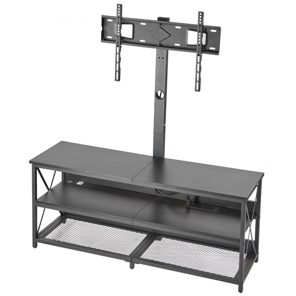 VEVOR TV Stand with Mount, 47.2 Inch, TV Stand Console with Power Outlet, for 32-75 Inch TVs, Height Adjustable Swivel Entertainment Center with Open Storage Shelf, for Living Room Bedroom, Black