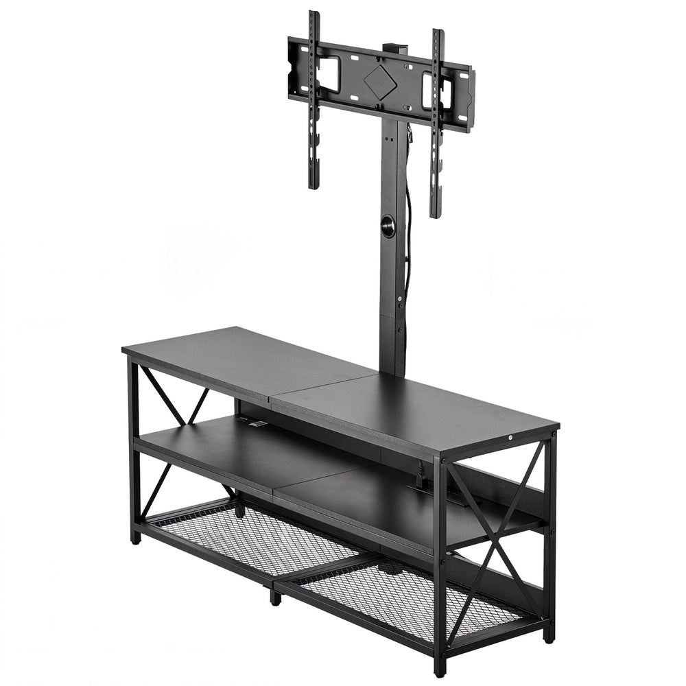 VEVOR TV Stand with Mount, 47.2 Inch, TV Stand Console with Power Outlet, for 32-75 Inch TVs, Height Adjustable Swivel Entertainment Center with Open Storage Shelf, for Living Room Bedroom, Black