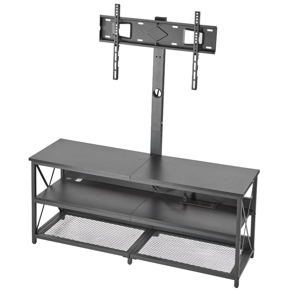VEVOR TV Stand with Mount, 47.2 Inch, TV Stand Console with Power Outlet, for 32-75 Inch TVs, Height Adjustable Swivel Entertainment Center with Open Storage Shelf, for Living Room Bedroom, Black