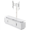 VEVOR TV Stand with Mount, 59.1 Inch, Swivel TV Stand Console with Power Outlet, for 32-75 Inch TVs, Height Adjustable Modern Entertainment Center with Storage & LED Lights, for Living Room, White