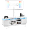 VEVOR TV Stand with Mount, 59.1 Inch, Swivel TV Stand Console with Power Outlet, for 32-75 Inch TVs, Height Adjustable Modern Entertainment Center with Storage & LED Lights, for Living Room, White