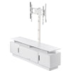 VEVOR TV Stand with Mount, 59.1 Inch, Swivel TV Stand Console with Power Outlet, for 32-75 Inch TVs, Height Adjustable Modern Entertainment Center with Storage & LED Lights, for Living Room, White