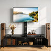 VEVOR TV Stand with Mount, 59.1 Inch, Swivel TV Stand Console with Power Outlet, for 32-75 Inch TVs, Height Adjustable Modern Entertainment Center with Storage & LED Lights, for Living Room, Black