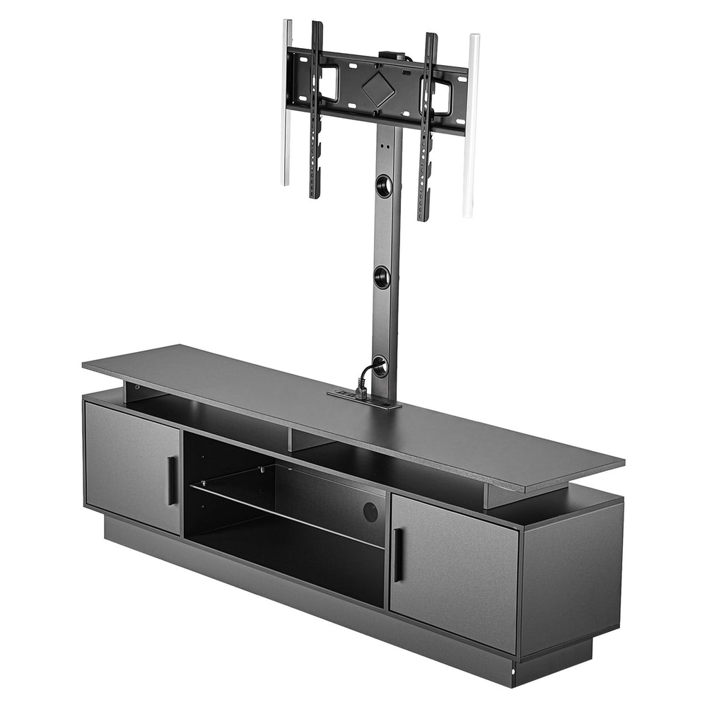 VEVOR TV Stand with Mount, 59.1 Inch, Swivel TV Stand Console with Power Outlet, for 32-75 Inch TVs, Height Adjustable Modern Entertainment Center with Storage & LED Lights, for Living Room, Black