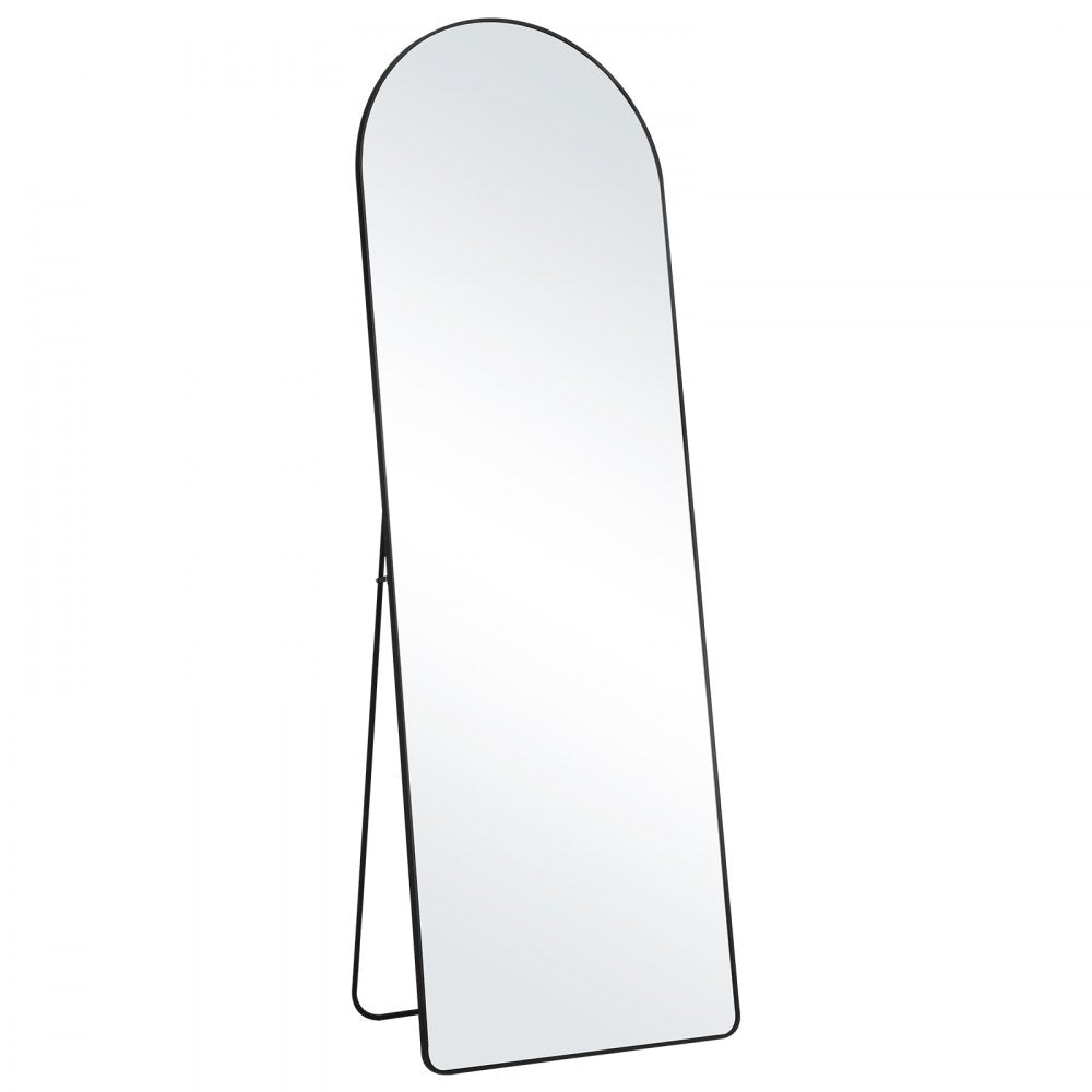 VEVOR Curved Tall Mirror, 65'' x 22'', Spacious Standalone or Wall Mount Reflective Surface with Aluminum Frame, Comprehensive View Dress Mirror for Bedroom or Living Space, Black