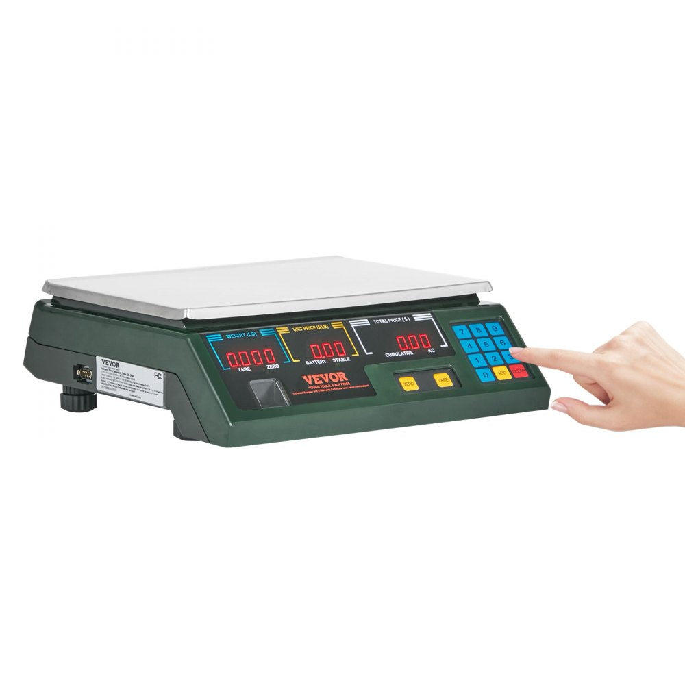 VEVOR Electronic Price Computing Scale, 66 LB Digital Deli Weight Scales, LED Digital Commercial Food Fruit Meat Produce Counting Weight, for Retail Outlet Store, Kitchen, Restaurant Market, Farmer