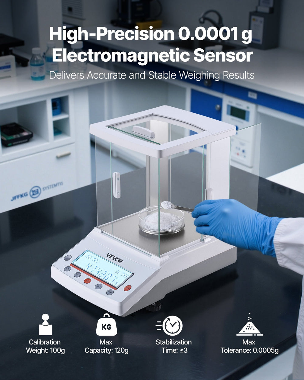 VEVOR analytical balance lab scale - angle view