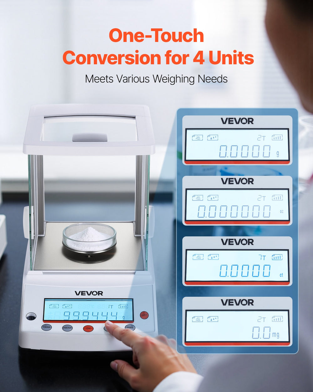VEVOR analytical balance lab scale - side view