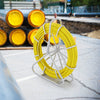 VEVOR Fish Tape Fiberglass, 425 ft, 1/4 inch, Duct Rodder Fishtape Wire Puller, Cable Running Rod with Steel Reel Stand, 3 Pulling Heads, Fishing Tools for Walls and Electrical Conduit, Non-Conductive