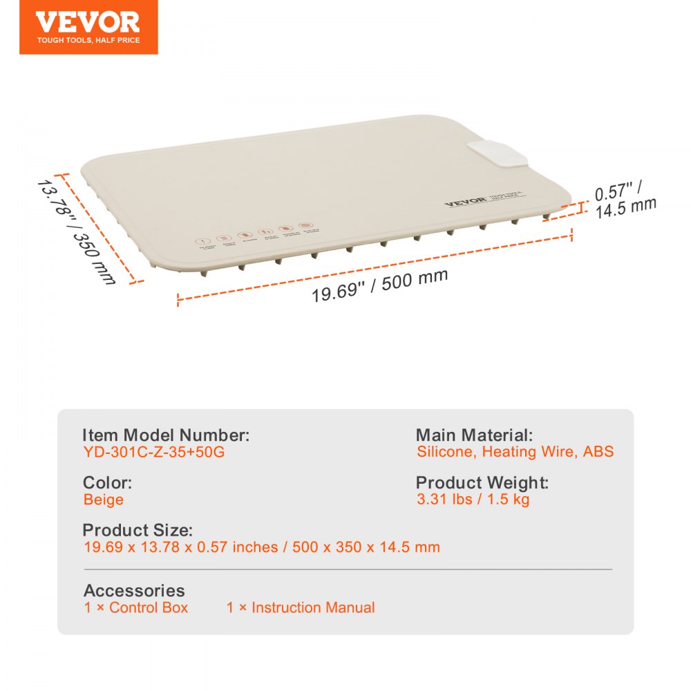VEVOR Electric Warming Tray, Food Warming Mat for Buffet, Rollable & Portable Silicone Food Warmer with 4 Adjustable Temperature Settings, Auto Shut-Off & Child Lock, Perfect for Parties, Catering