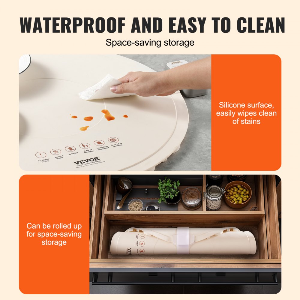 VEVOR Electric Warming Tray, Food Warming Mat for Buffet, Rollable & Portable Silicone Food Warmer with 4 Adjustable Temperature Settings, Auto Shut-Off & Child Lock, Perfect for Parties, Catering