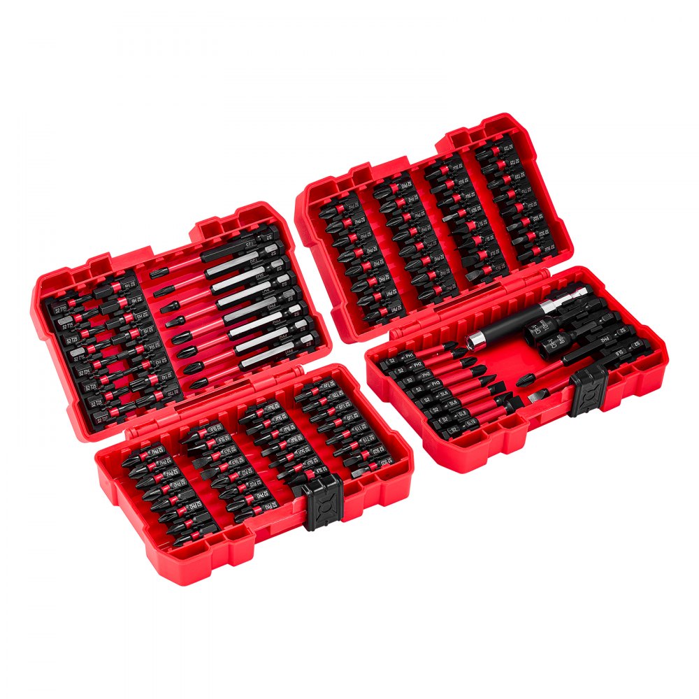 VEVOR Screwdriver Bit Set, 101-Piece, Magnetic Phillips, Pozidriv, Slotted, Square, Torx, Hex Bits, Hex Nut Sockets, Extension Rod with Storage Case, High-Strength S2 Alloy Steel, Blackened Finish